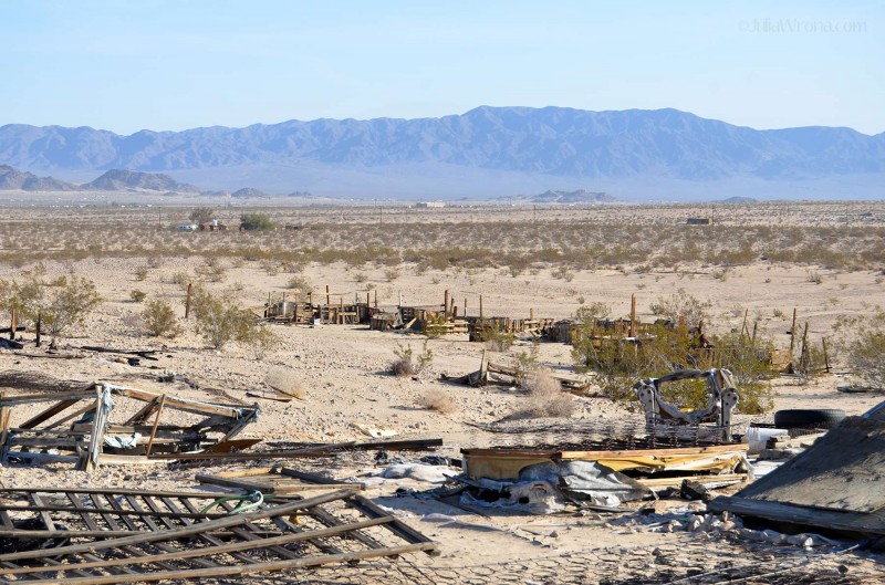 Collapsed buildings in the Mojave Desert