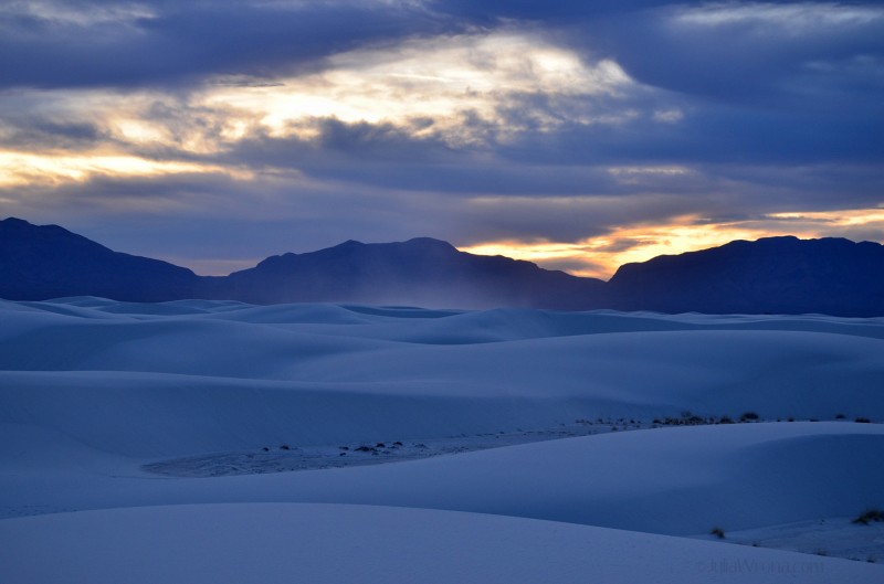 Sand storm at sunset