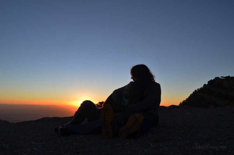 The top of Sandia Peak in Albuquerque at Sunset