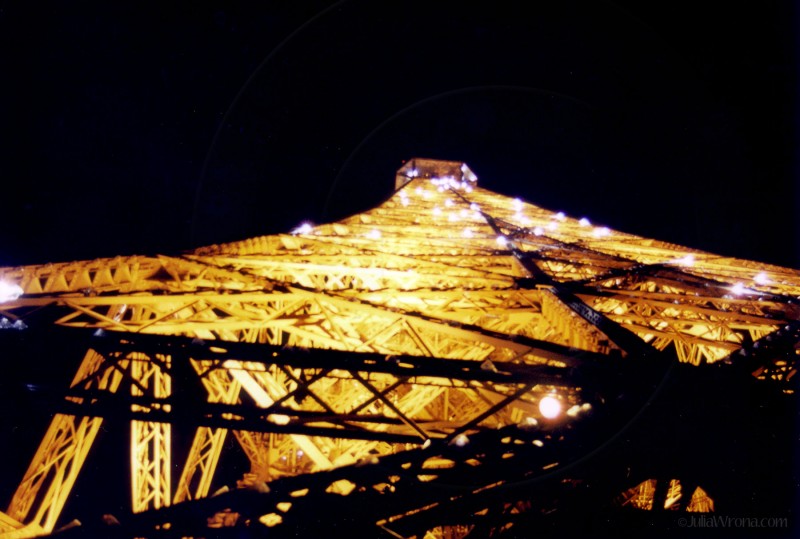 Eiffel Tower twinkling at night