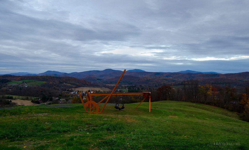 Sculpture and Vermont Green Mountains in Autumn