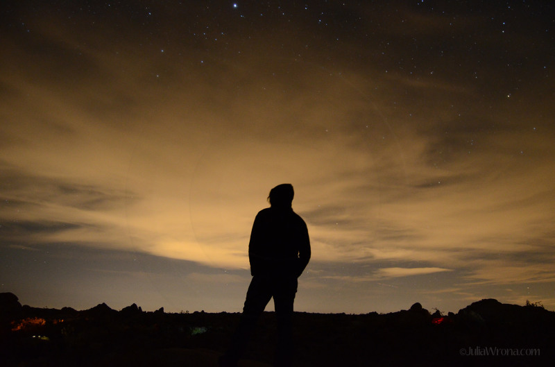 Figure in the night in Joshua Tree National Park