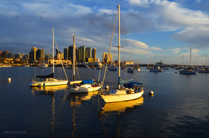 San Diego waterfront at Sunset