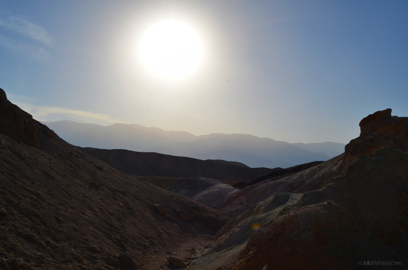 Sun in the sky in Death Valley