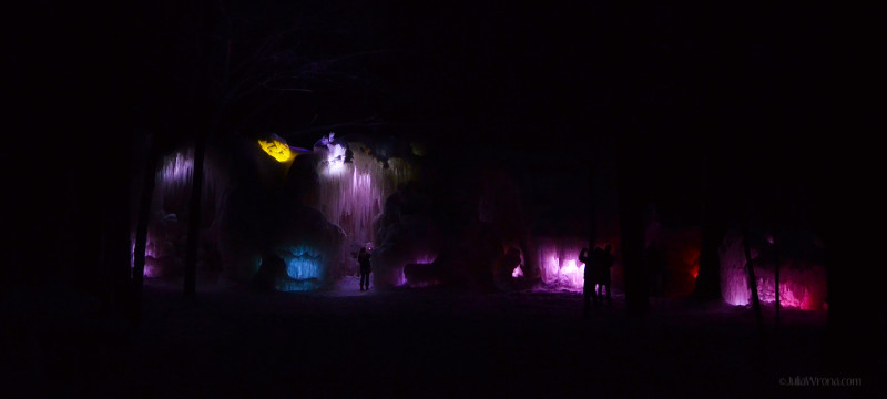 Ice Castle at Night with Multi colored lights